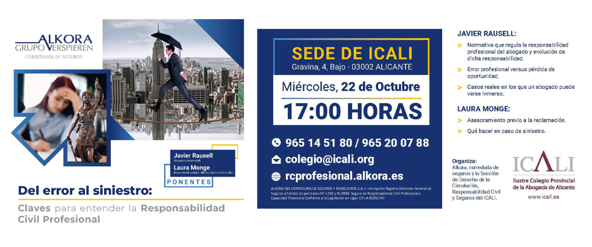 Jornada Alkora: Del error al siniestro: Claves para entender la Responsabilidad Civil Profesional